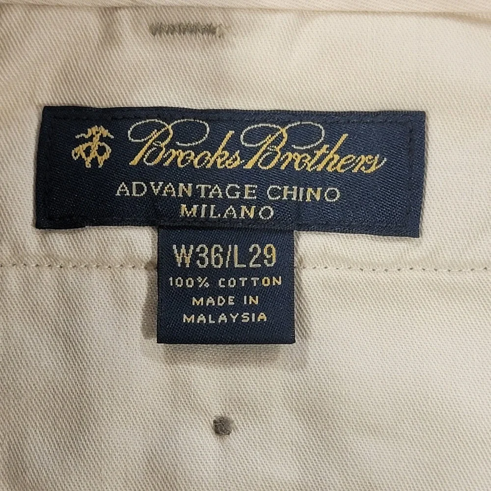 Brooks Brothers Advantage Chino Milano Dress Pants Khaki Flat Front Mens W36 L29
